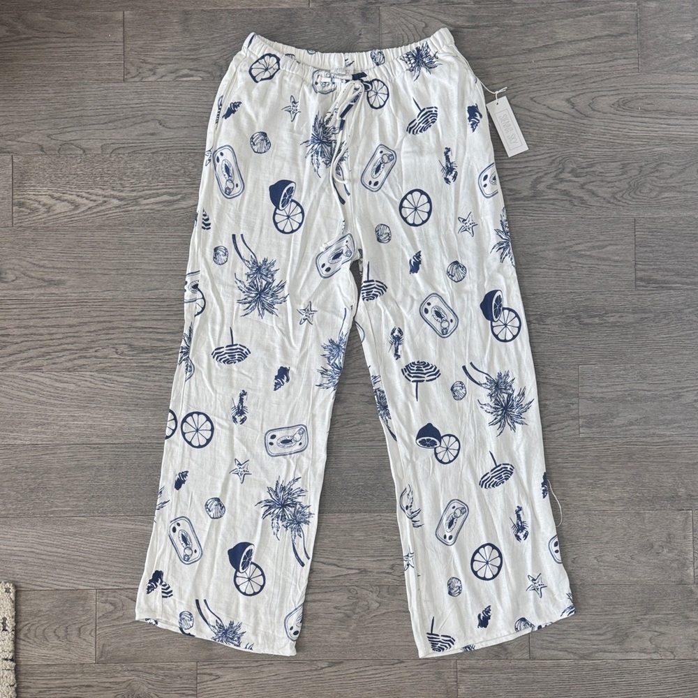 🌼SIENNA SKY🌼 NWT Nautical Tropical Print Wide Leg Pants, Size XL